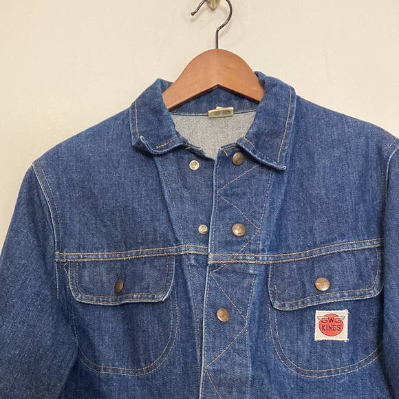 Vintage GWG Kings Jean Jacket Mens 36 Blue Denim Retro Rockabilly Workwear - Picture 3 of 15